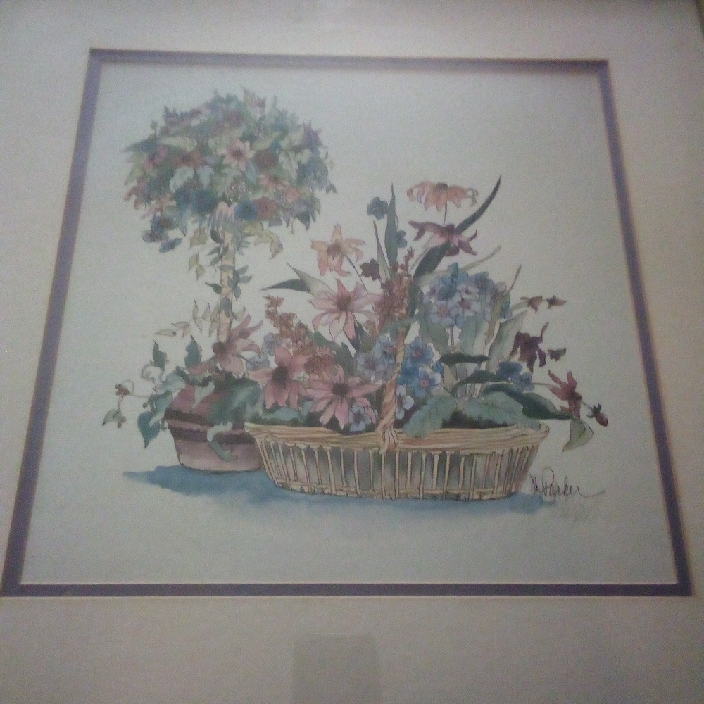 3 paintings of flower gardens 19*19"